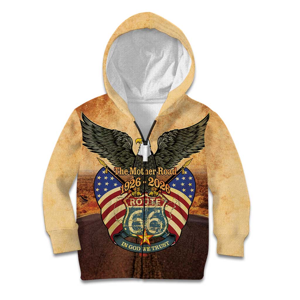 Route 66 Highway United States Kid Hoodie Mother Road Happy 100th Anniversary Proud - Wonder Print Shop