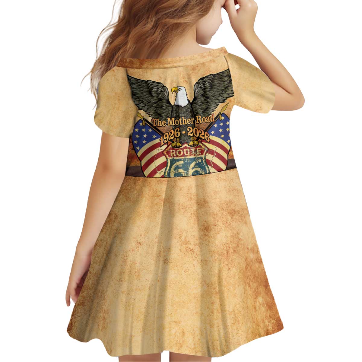Route 66 Highway United States Kid Short Sleeve Dress Mother Road Happy 100th Anniversary Proud - Wonder Print Shop