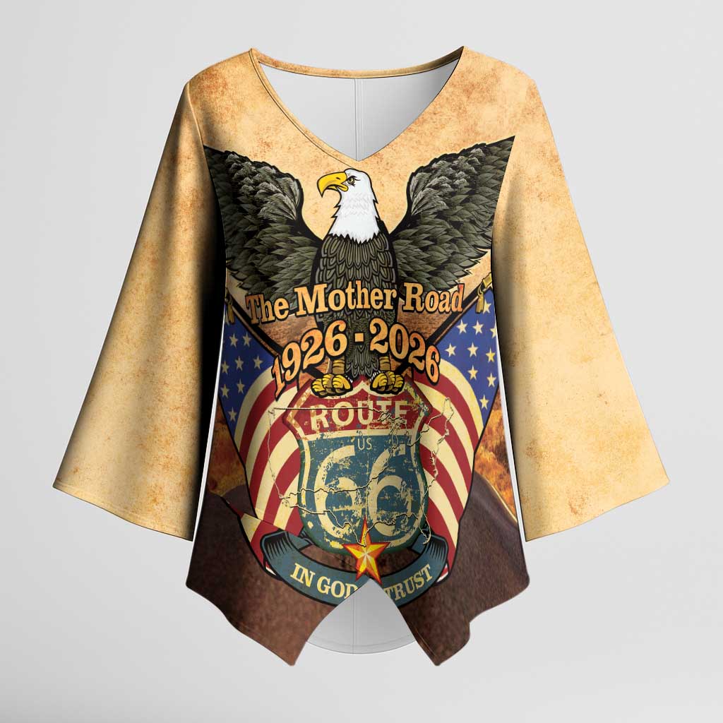 Route 66 Highway United States Kimono Sleeve Blouse Mother Road Happy 100th Anniversary Proud - Wonder Print Shop