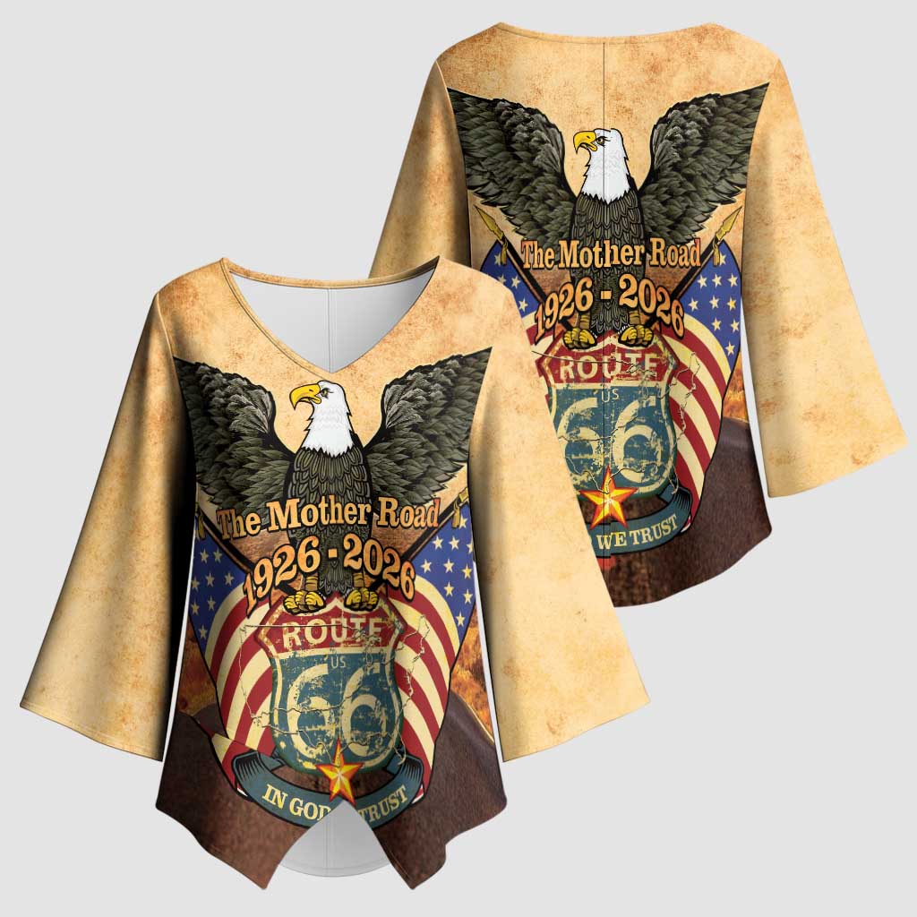 Route 66 Highway United States Kimono Sleeve Blouse Mother Road Happy 100th Anniversary Proud - Wonder Print Shop