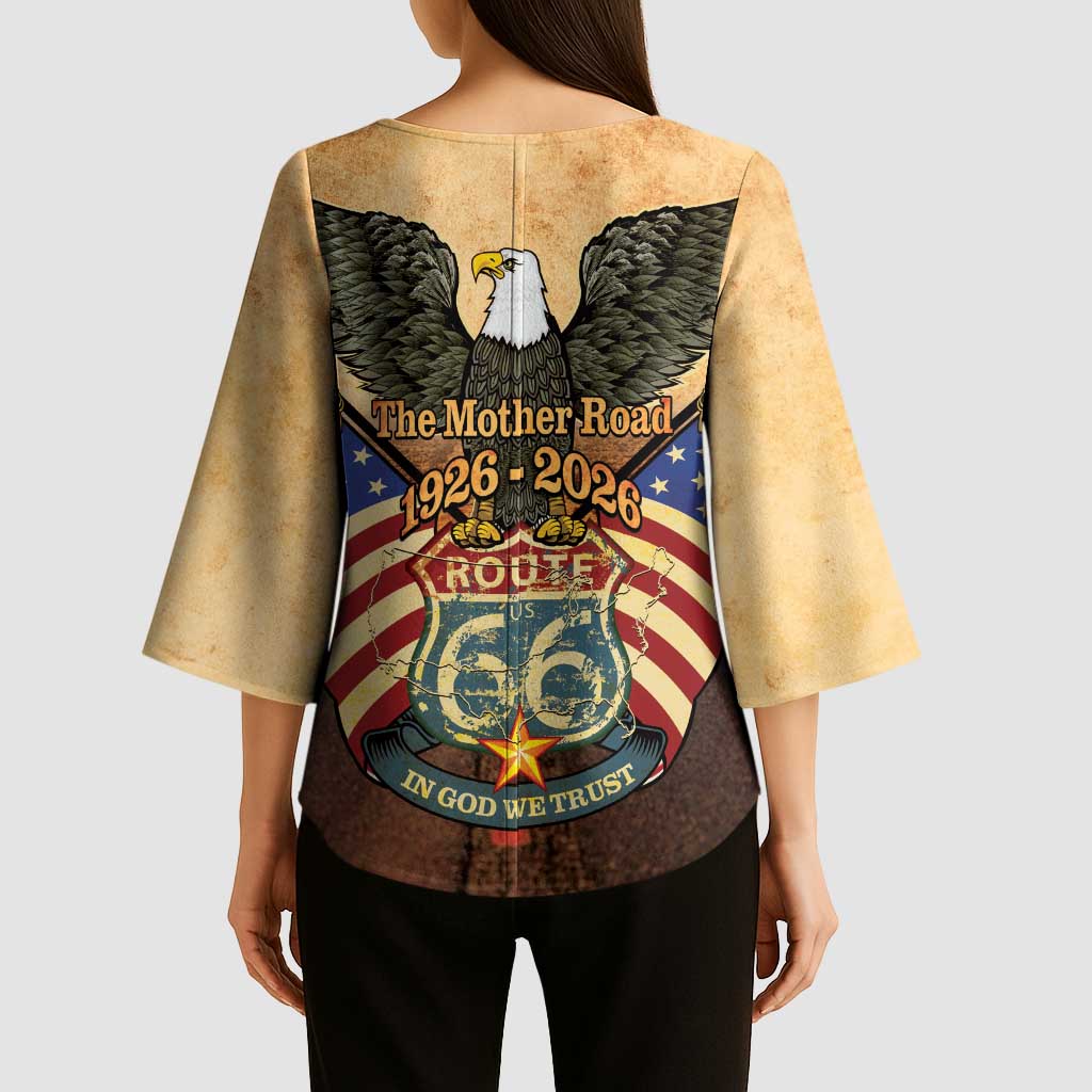Route 66 Highway United States Kimono Sleeve Blouse Mother Road Happy 100th Anniversary Proud - Wonder Print Shop