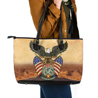 Route 66 Highway United States Leather Tote Bag Mother Road Happy 100th Anniversary Proud - Wonder Print Shop