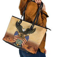 Route 66 Highway United States Leather Tote Bag Mother Road Happy 100th Anniversary Proud - Wonder Print Shop