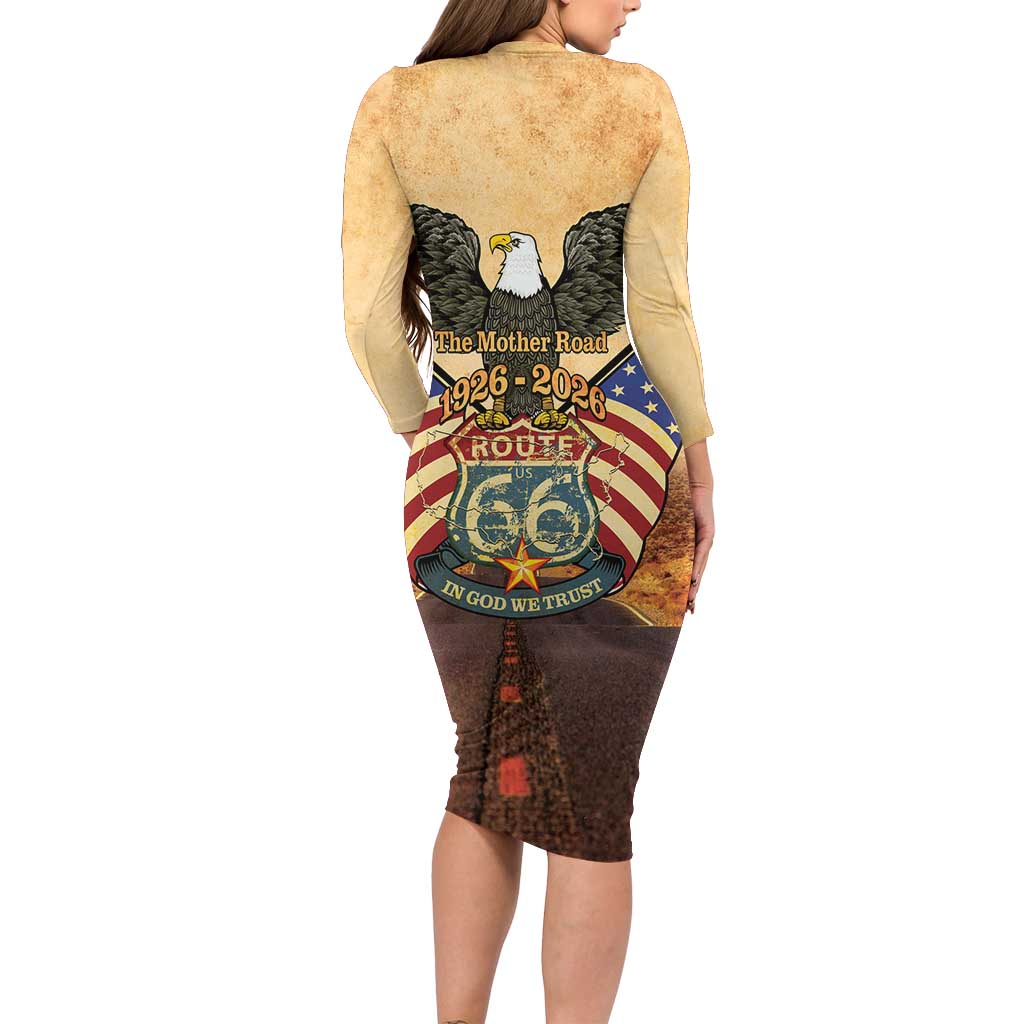 Route 66 Highway United States Long Sleeve Bodycon Dress Mother Road Happy 100th Anniversary Proud - Wonder Print Shop
