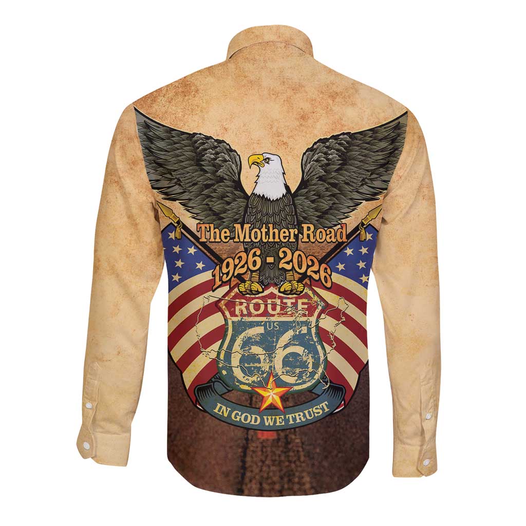 Route 66 Highway United States Long Sleeve Button Shirt Mother Road Happy 100th Anniversary Proud - Wonder Print Shop