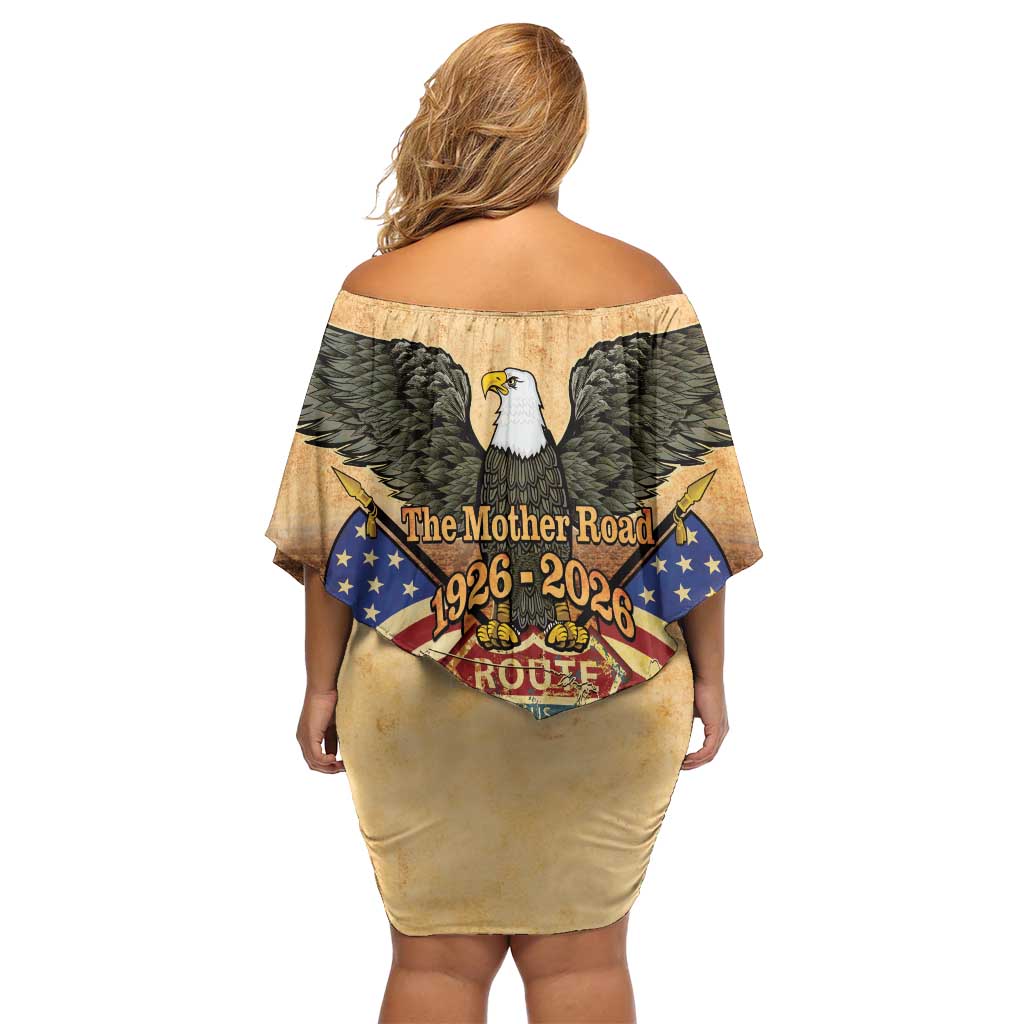 Route 66 Highway United States Off Shoulder Short Dress Mother Road Happy 100th Anniversary Proud - Wonder Print Shop