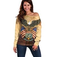 Route 66 Highway United States Off Shoulder Sweater Mother Road Happy 100th Anniversary Proud - Wonder Print Shop