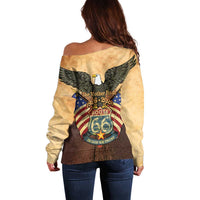 Route 66 Highway United States Off Shoulder Sweater Mother Road Happy 100th Anniversary Proud - Wonder Print Shop