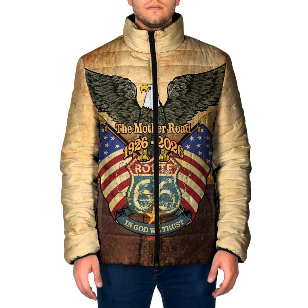 Route 66 Highway United States Padded Jacket Mother Road Happy 100th Anniversary Proud - Wonder Print Shop