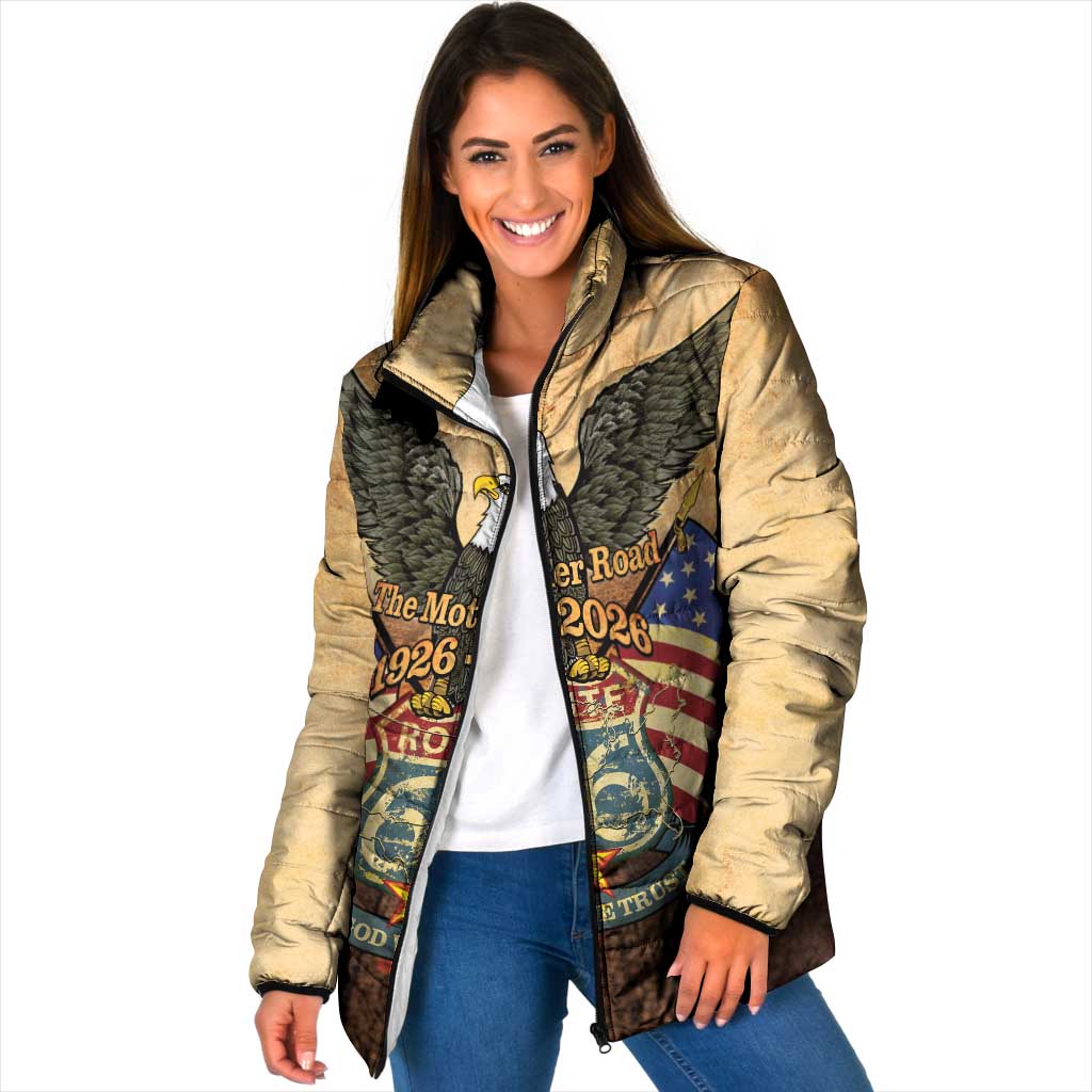 Route 66 Highway United States Padded Jacket Mother Road Happy 100th Anniversary Proud - Wonder Print Shop