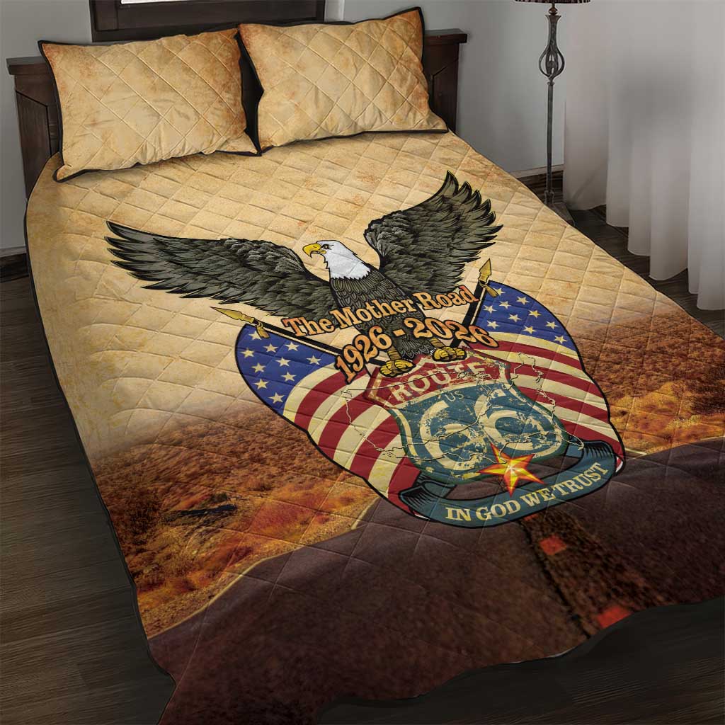 Route 66 Highway United States Quilt Bed Set Mother Road Happy 100th Anniversary Proud - Wonder Print Shop