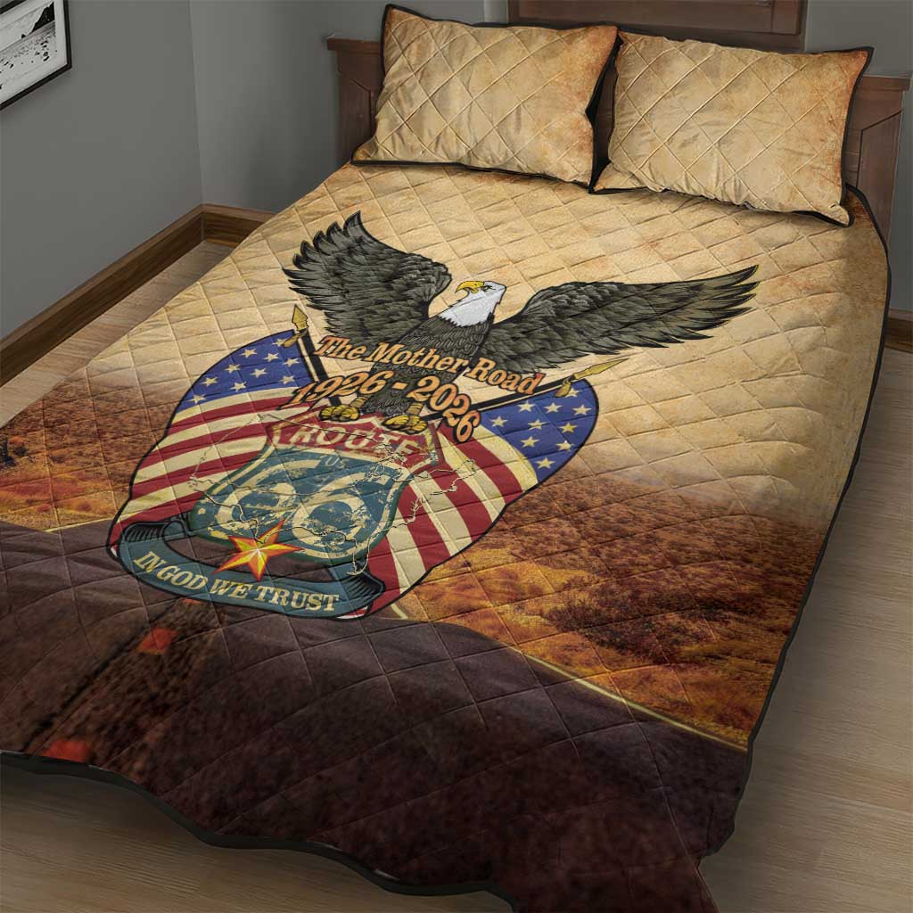 Route 66 Highway United States Quilt Bed Set Mother Road Happy 100th Anniversary Proud - Wonder Print Shop