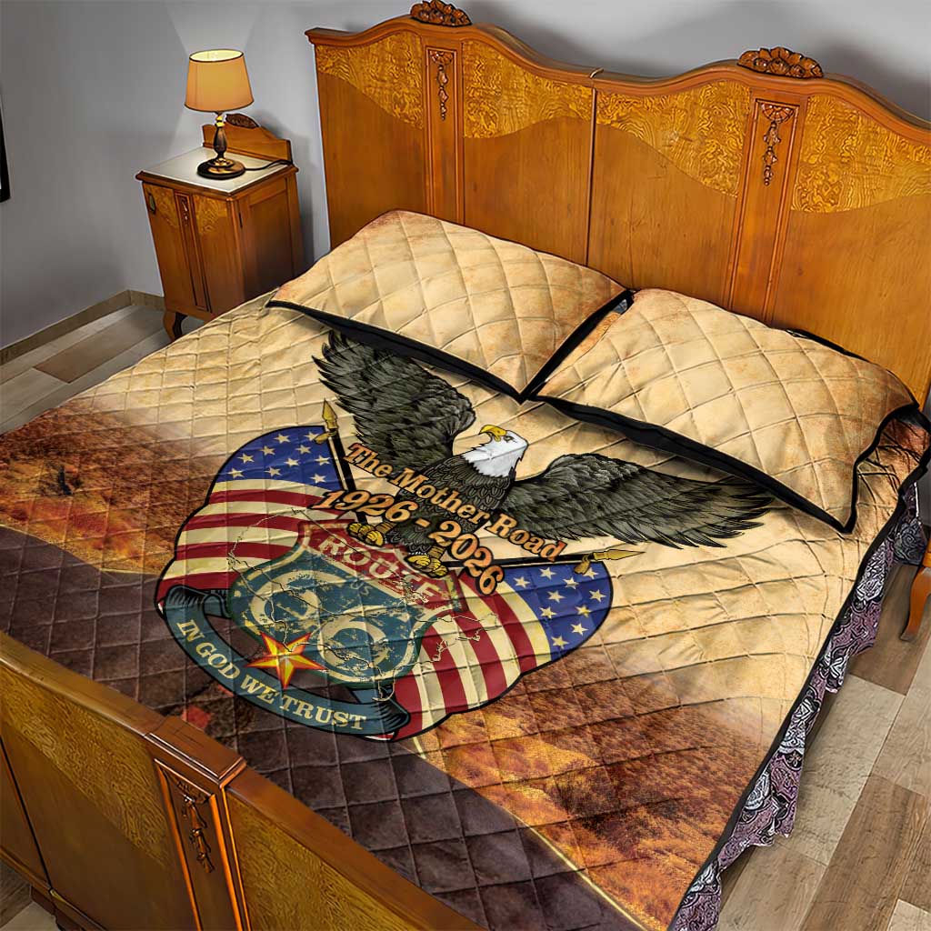 Route 66 Highway United States Quilt Bed Set Mother Road Happy 100th Anniversary Proud - Wonder Print Shop