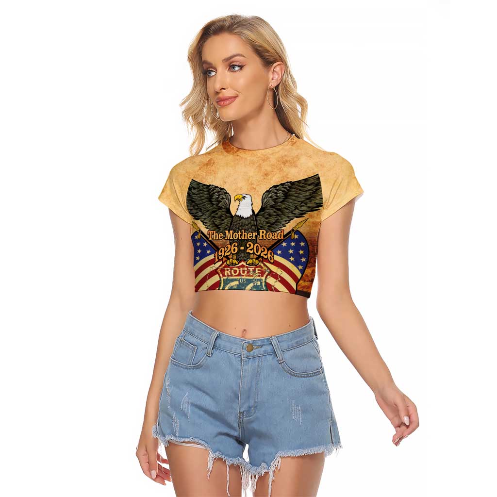 Route 66 Highway United States Raglan Cropped T Shirt Mother Road Happy 100th Anniversary Proud - Wonder Print Shop