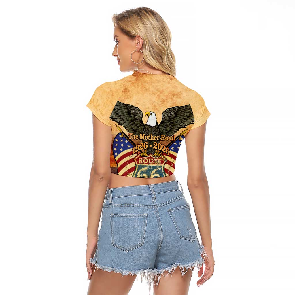 Route 66 Highway United States Raglan Cropped T Shirt Mother Road Happy 100th Anniversary Proud - Wonder Print Shop