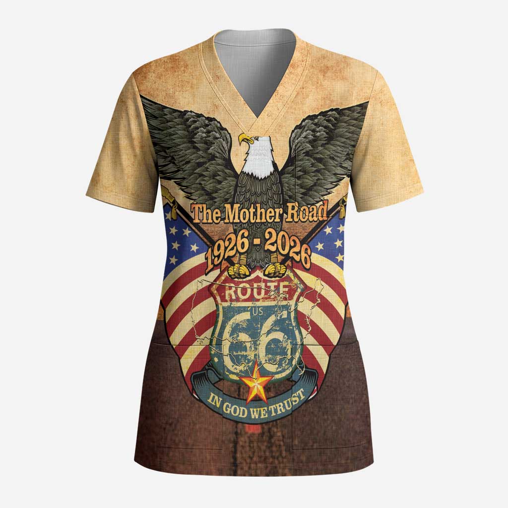 Route 66 Highway United States Scrub Top Mother Road Happy 100th Anniversary Proud - Wonder Print Shop