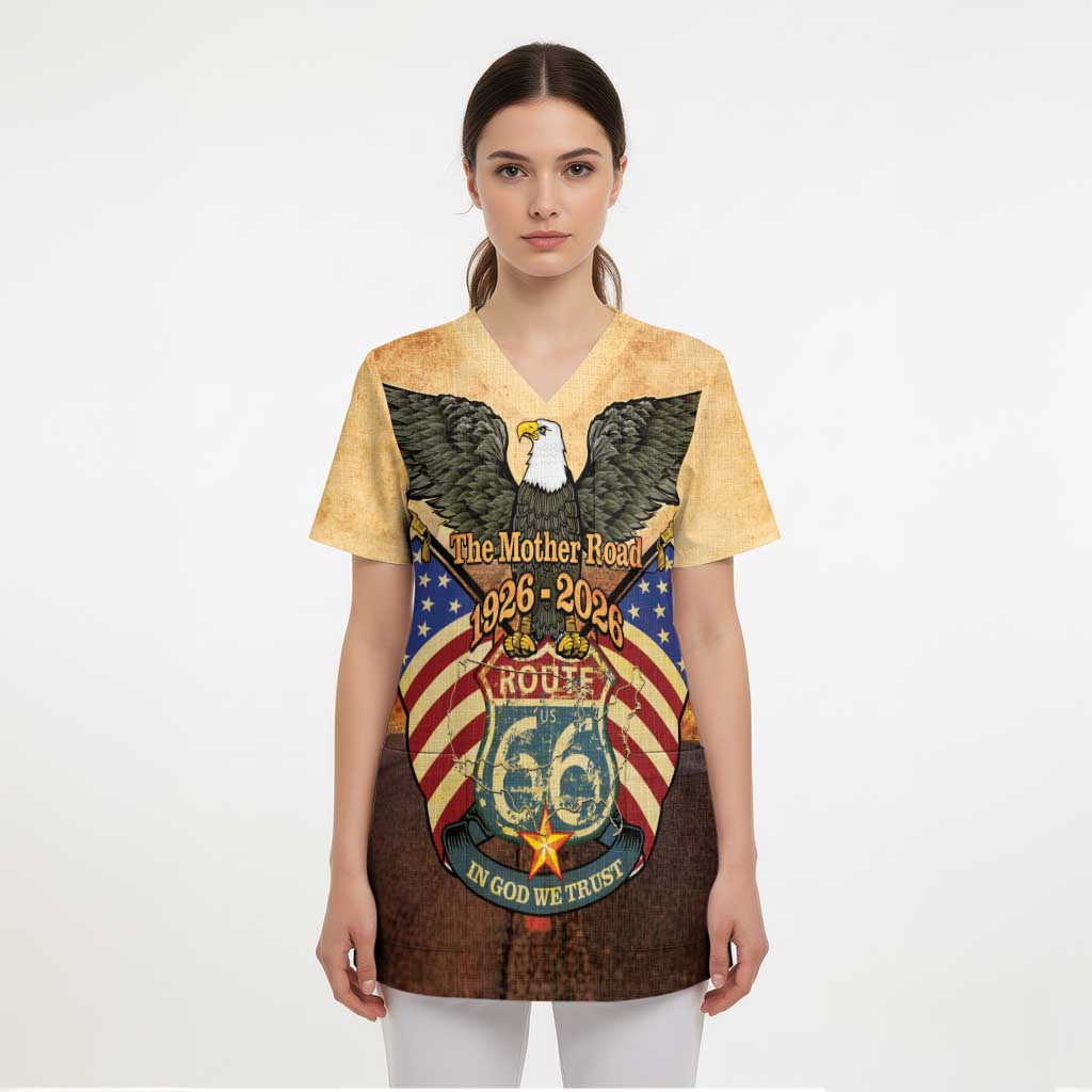 Route 66 Highway United States Scrub Top Mother Road Happy 100th Anniversary Proud - Wonder Print Shop
