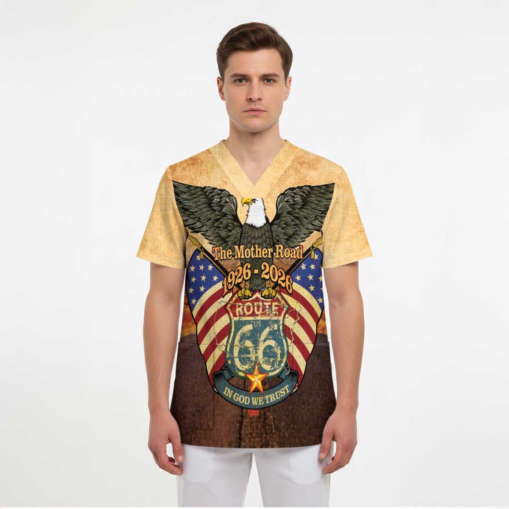 Route 66 Highway United States Scrub Top Mother Road Happy 100th Anniversary Proud - Wonder Print Shop