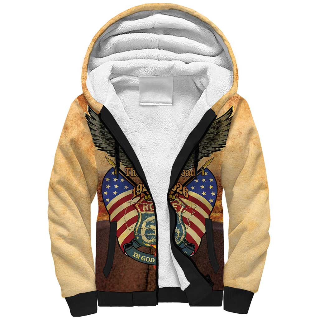 Route 66 Highway United States Sherpa Hoodie Mother Road Happy 100th Anniversary Proud - Wonder Print Shop