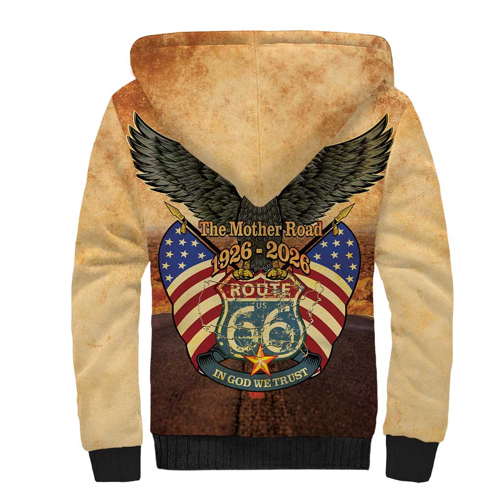 Route 66 Highway United States Sherpa Hoodie Mother Road Happy 100th Anniversary Proud - Wonder Print Shop