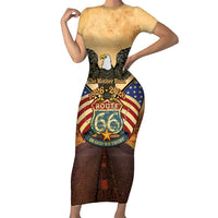 Route 66 Highway United States Short Sleeve Bodycon Dress Mother Road Happy 100th Anniversary Proud - Wonder Print Shop