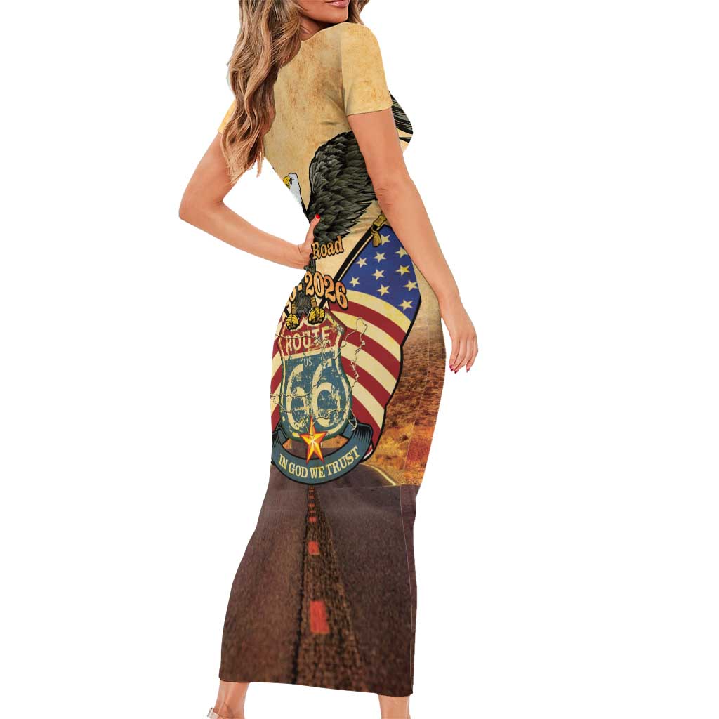 Route 66 Highway United States Short Sleeve Bodycon Dress Mother Road Happy 100th Anniversary Proud - Wonder Print Shop