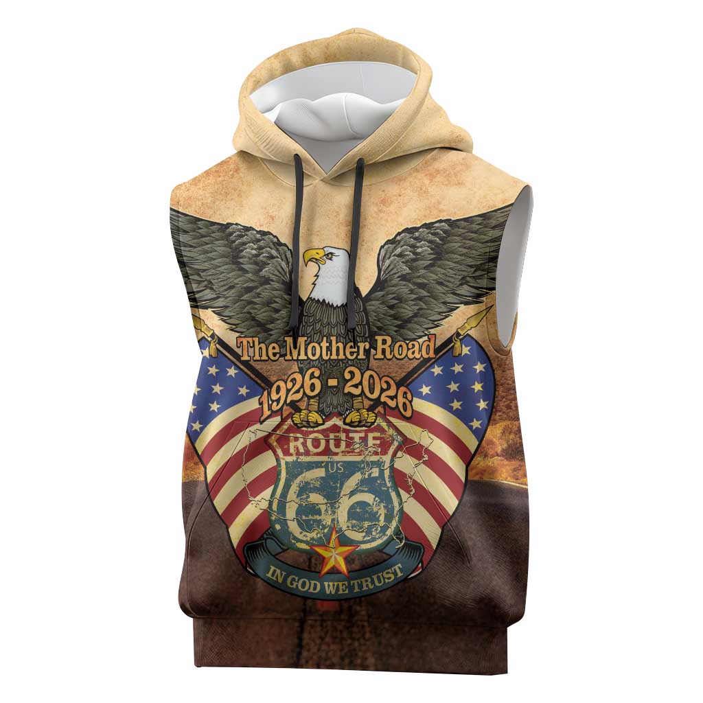 Route 66 Highway United States Sleeveless Hoodie Mother Road Happy 100th Anniversary Proud - Wonder Print Shop