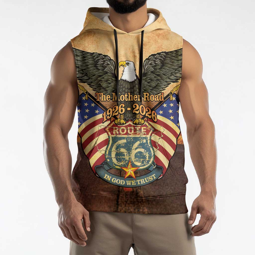Route 66 Highway United States Sleeveless Hoodie Mother Road Happy 100th Anniversary Proud - Wonder Print Shop
