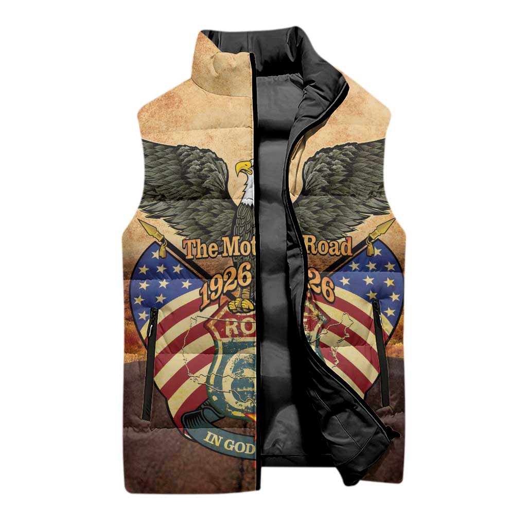 Route 66 Highway United States Sleeveless Puffer Jacket Mother Road Happy 100th Anniversary Proud - Wonder Print Shop