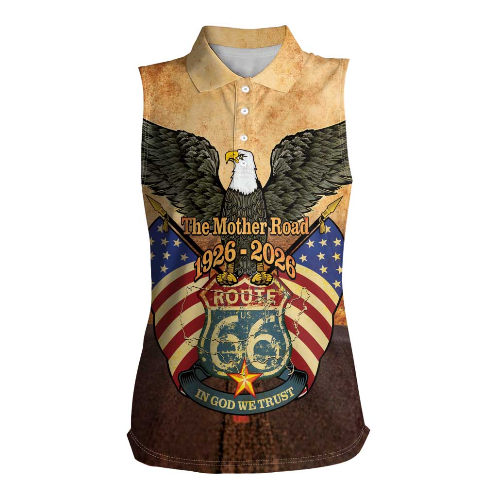 Route 66 Highway United States Women Sleeveless Polo Shirt Mother Road Happy 100th Anniversary Proud - Wonder Print Shop