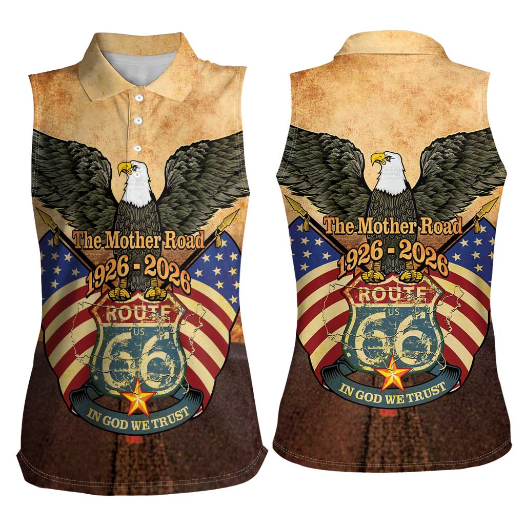 Route 66 Highway United States Women Sleeveless Polo Shirt Mother Road Happy 100th Anniversary Proud - Wonder Print Shop