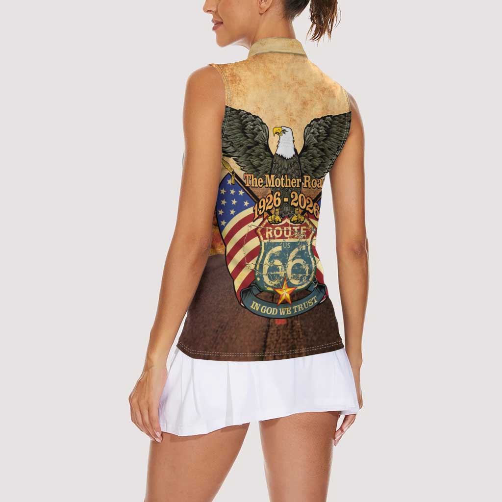 Route 66 Highway United States Women Sleeveless Polo Shirt Mother Road Happy 100th Anniversary Proud - Wonder Print Shop