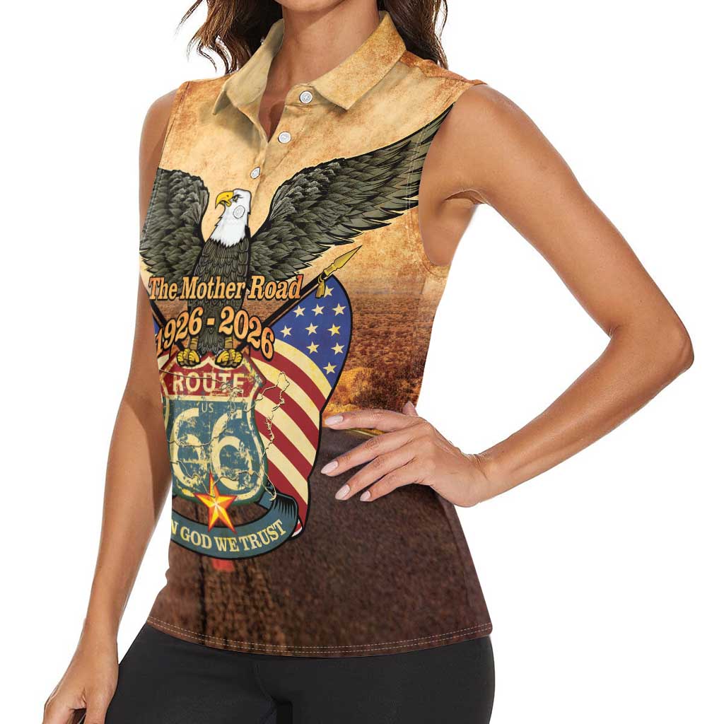 Route 66 Highway United States Women Sleeveless Polo Shirt Mother Road Happy 100th Anniversary Proud - Wonder Print Shop