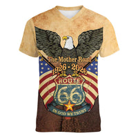 Route 66 Highway United States Women V-Neck T-Shirt Mother Road Happy 100th Anniversary Proud - Wonder Print Shop
