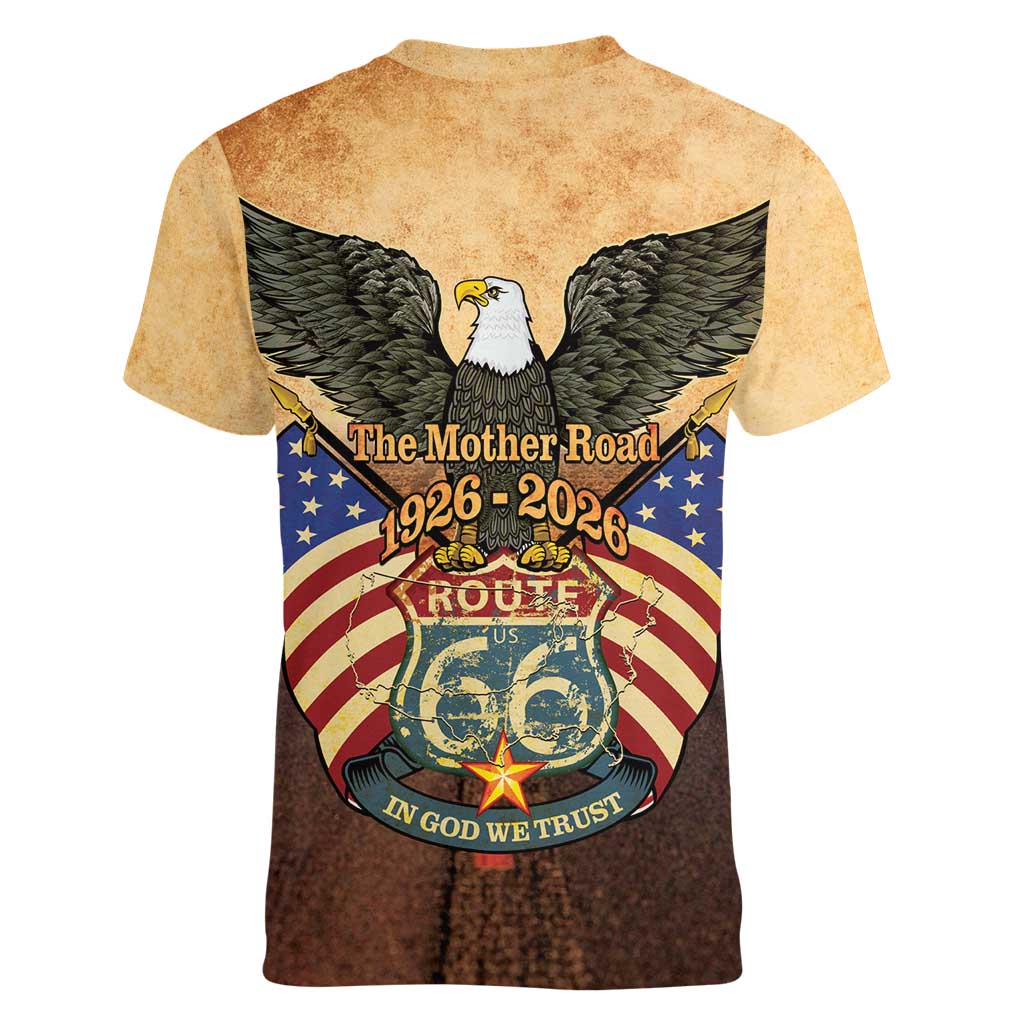 Route 66 Highway United States Women V-Neck T-Shirt Mother Road Happy 100th Anniversary Proud - Wonder Print Shop