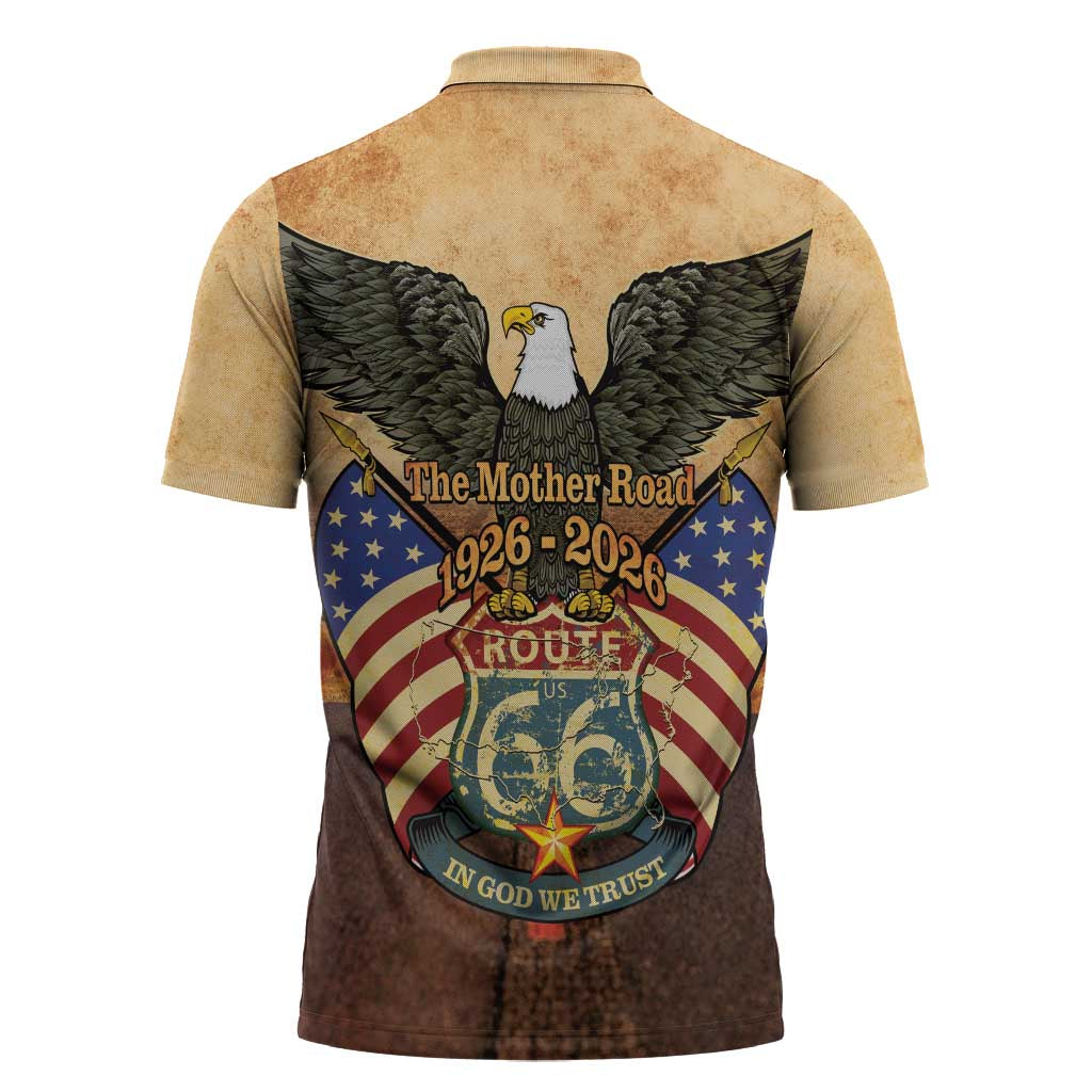 Route 66 Highway United States Zipper Polo Shirt Mother Road Happy 100th Anniversary Proud - Wonder Print Shop