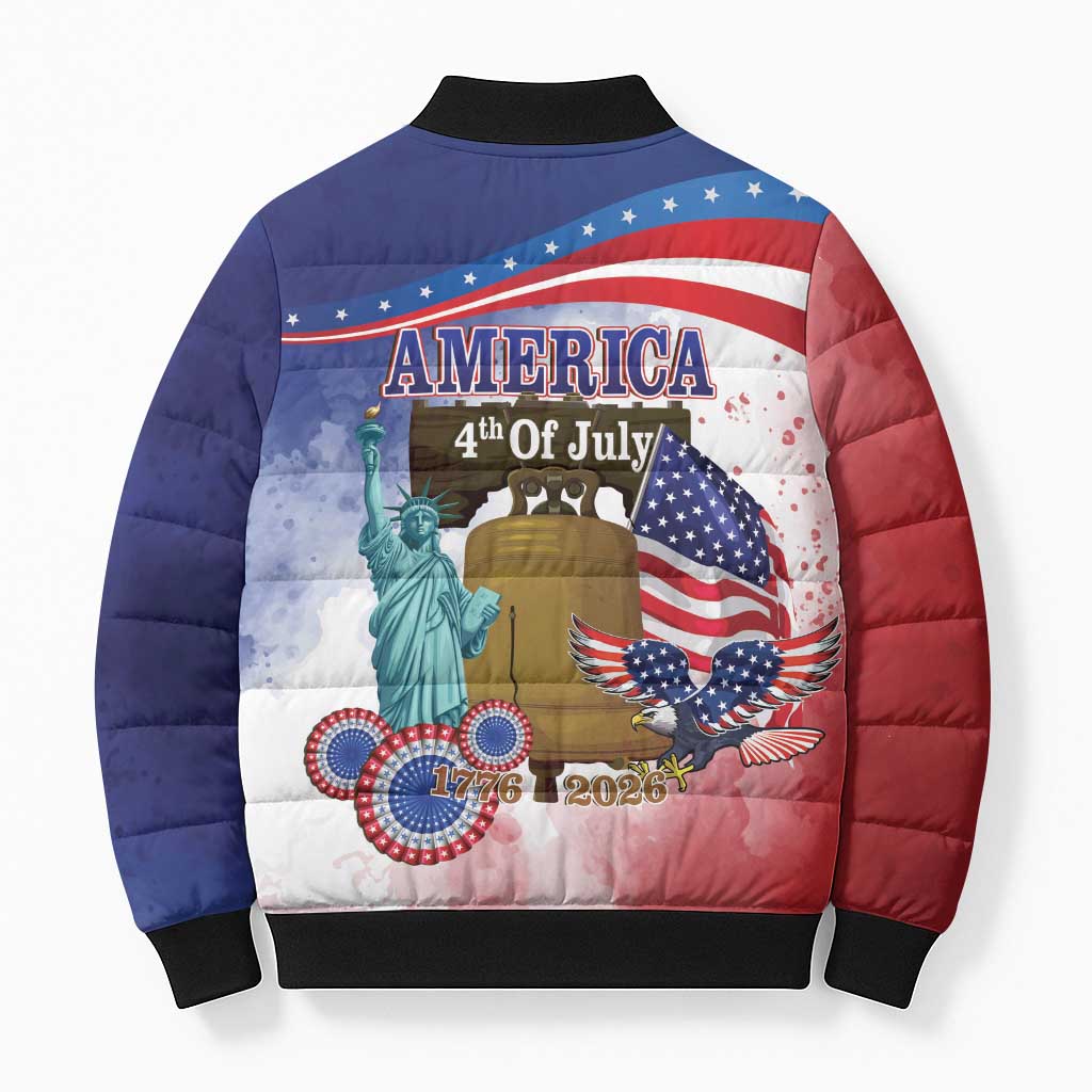 United States 4th Of July Bomber Puffer Jacket 250th Anniversary Liberty Bell - Wonder Print Shop