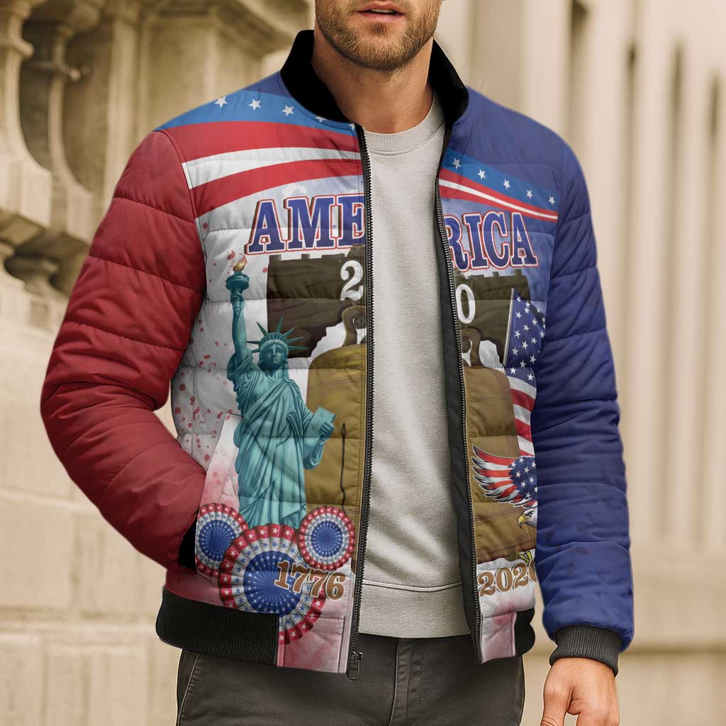 United States 4th Of July Bomber Puffer Jacket 250th Anniversary Liberty Bell - Wonder Print Shop