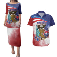 United States 4th Of July Couples Matching Puletasi and Hawaiian Shirt 250th Anniversary Liberty Bell - Wonder Print Shop