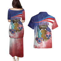 United States 4th Of July Couples Matching Puletasi and Hawaiian Shirt 250th Anniversary Liberty Bell - Wonder Print Shop