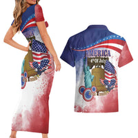 United States 4th Of July Couples Matching Short Sleeve Bodycon Dress and Hawaiian Shirt 250th Anniversary Liberty Bell - Wonder Print Shop
