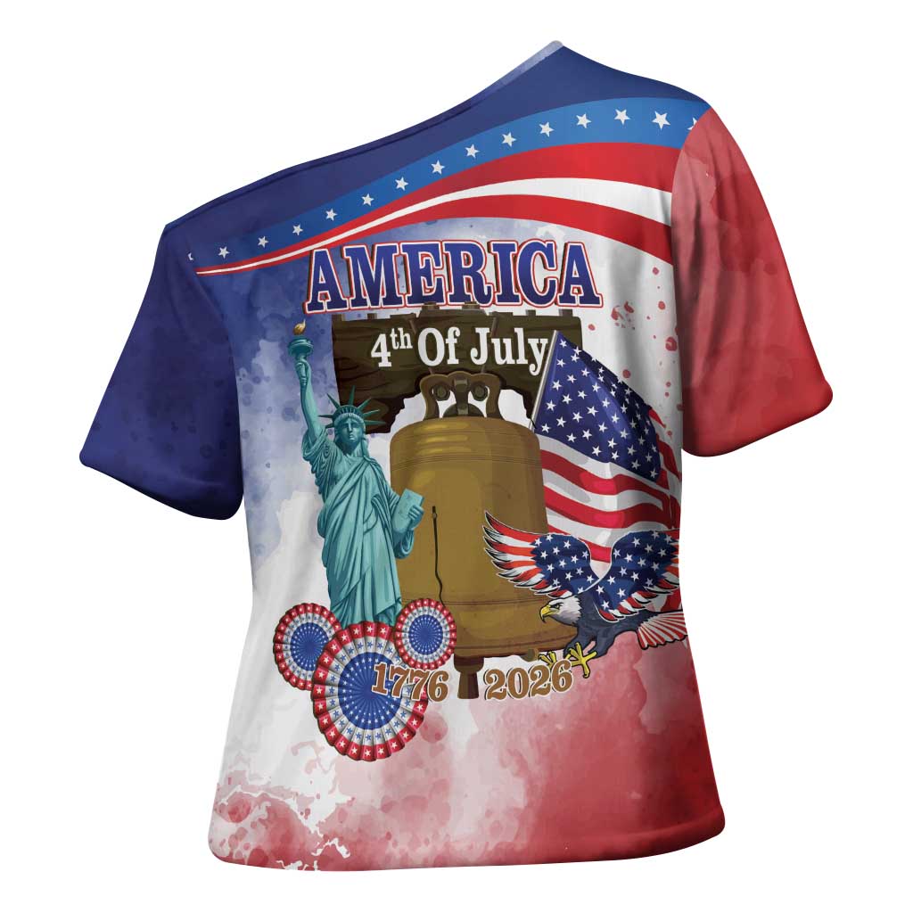 United States 4th Of July Cross Shoulder Shirt 250th Anniversary Liberty Bell - Wonder Print Shop