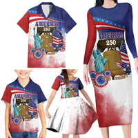 United States 4th Of July Family Matching Long Sleeve Bodycon Dress and Hawaiian Shirt 250th Anniversary Liberty Bell - Wonder Print Shop