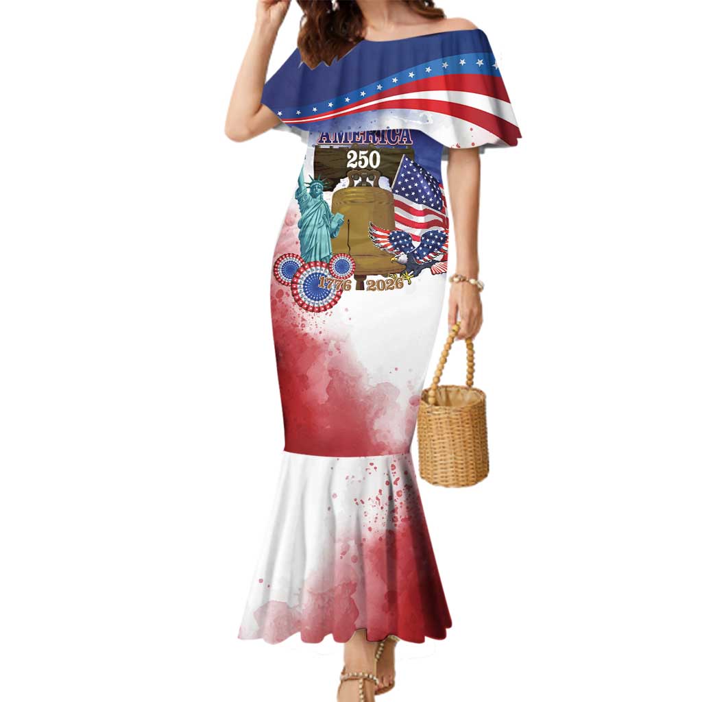United States 4th Of July Family Matching Mermaid Dress and Hawaiian Shirt 250th Anniversary Liberty Bell - Wonder Print Shop