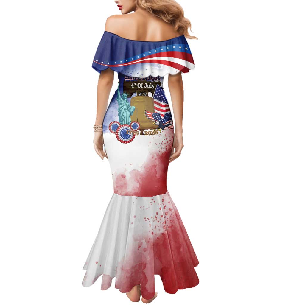 United States 4th Of July Family Matching Mermaid Dress and Hawaiian Shirt 250th Anniversary Liberty Bell - Wonder Print Shop