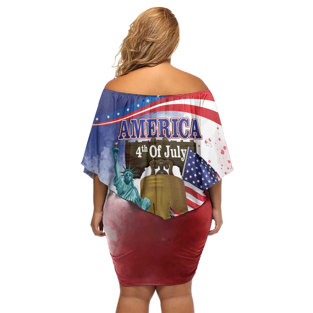 United States 4th Of July Family Matching Off Shoulder Short Dress and Hawaiian Shirt 250th Anniversary Liberty Bell - Wonder Print Shop