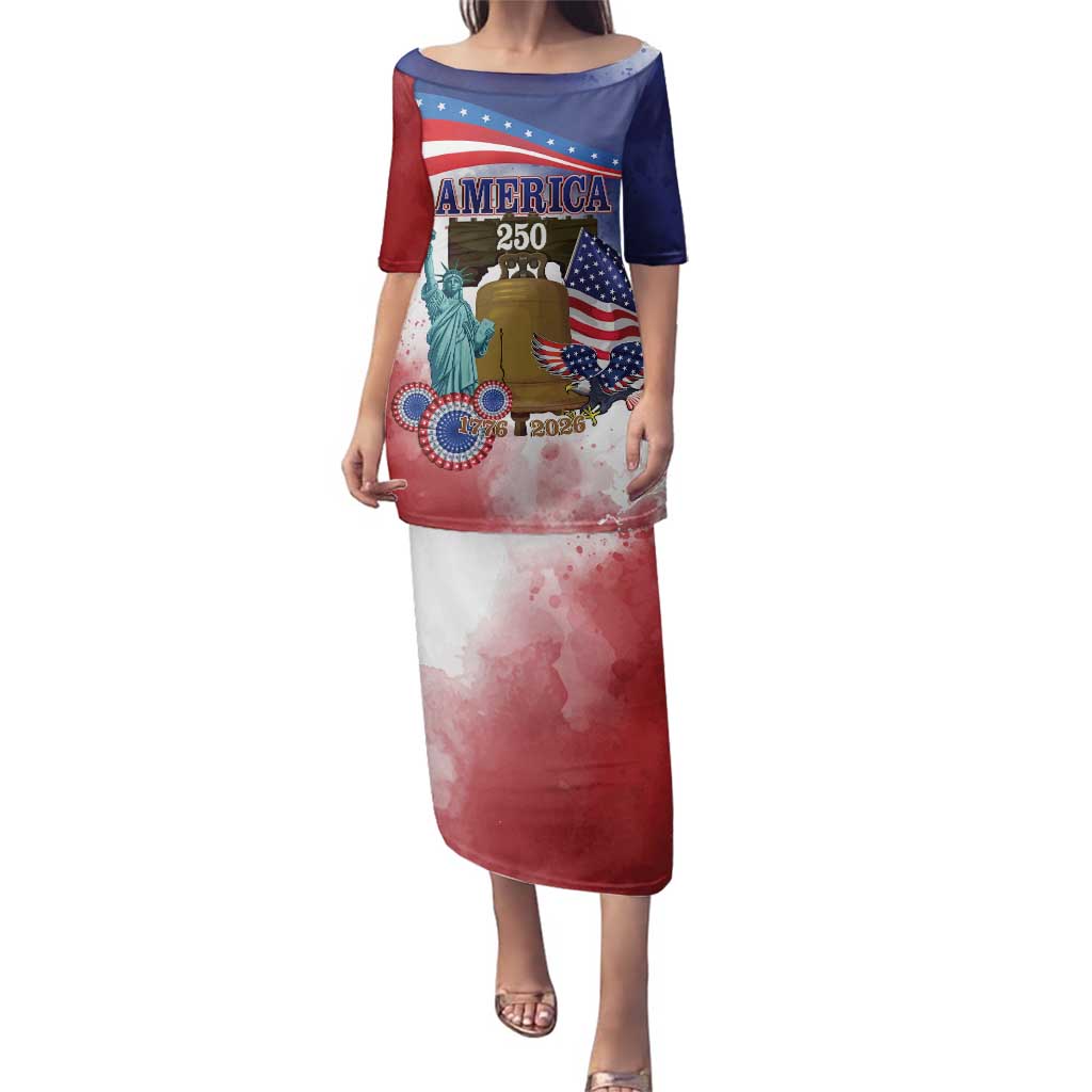 United States 4th Of July Family Matching Puletasi and Hawaiian Shirt 250th Anniversary Liberty Bell - Wonder Print Shop
