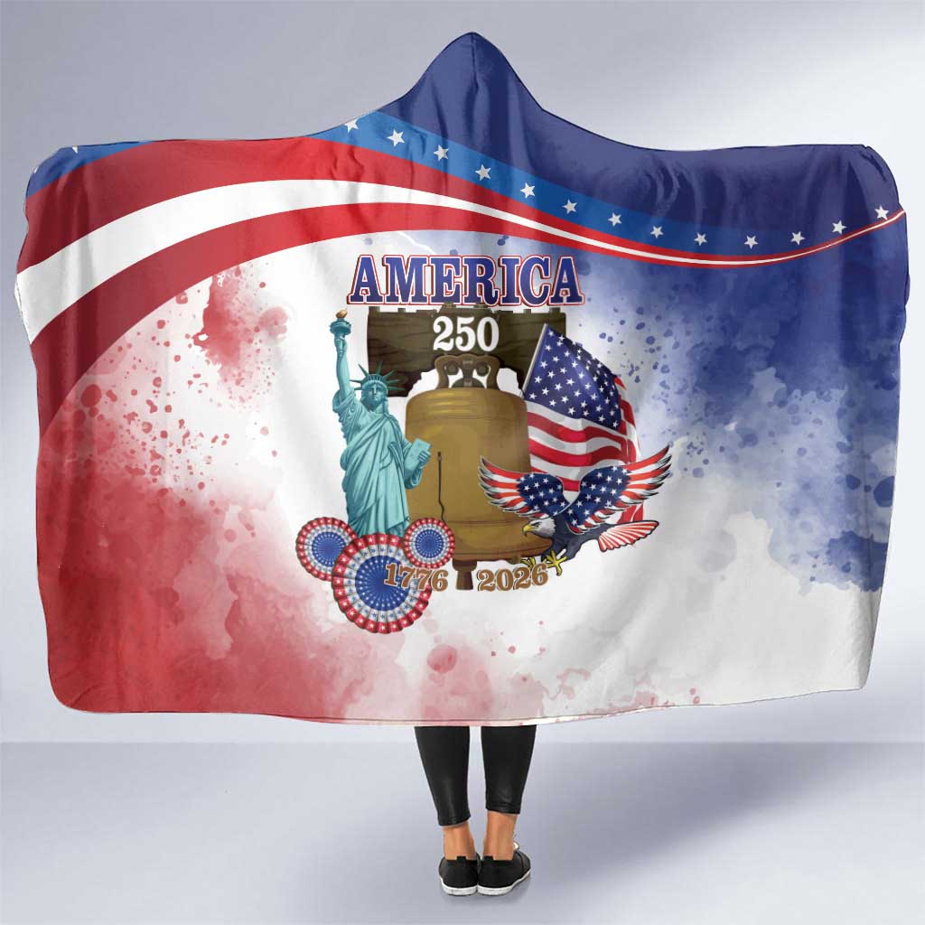 United States 4th Of July Hooded Blanket 250th Anniversary Liberty Bell - Wonder Print Shop