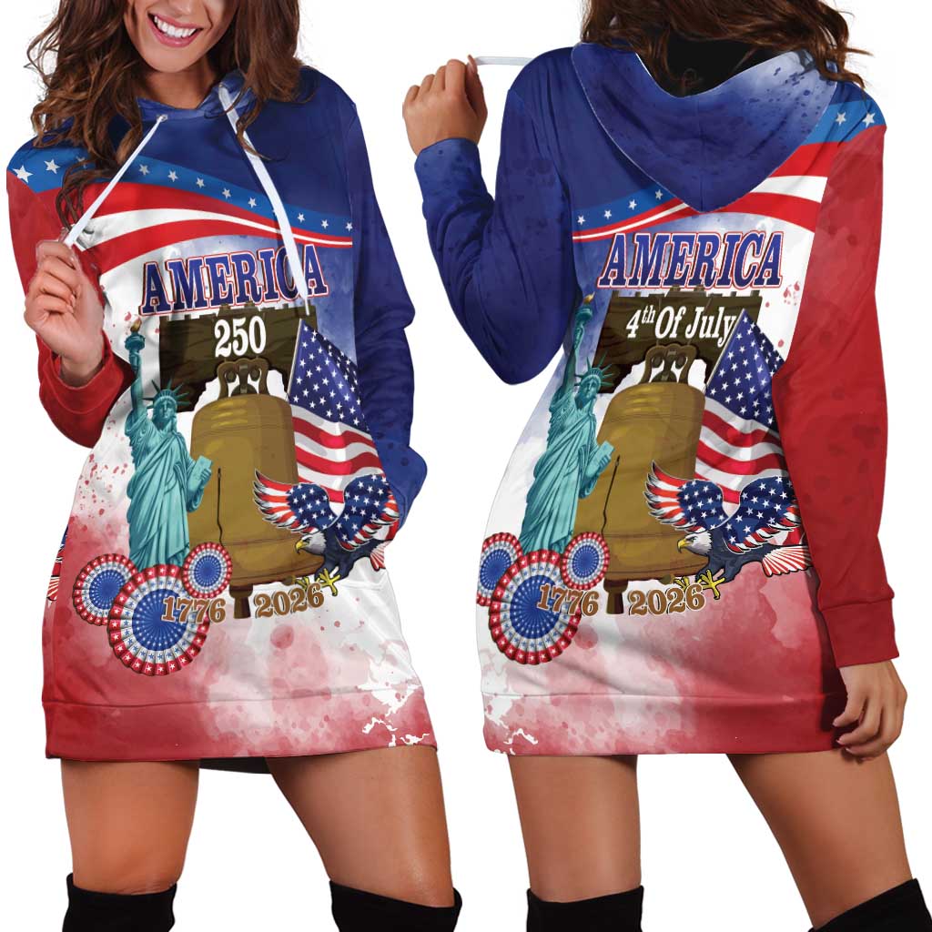 United States 4th Of July Hoodie Dress 250th Anniversary Liberty Bell - Wonder Print Shop