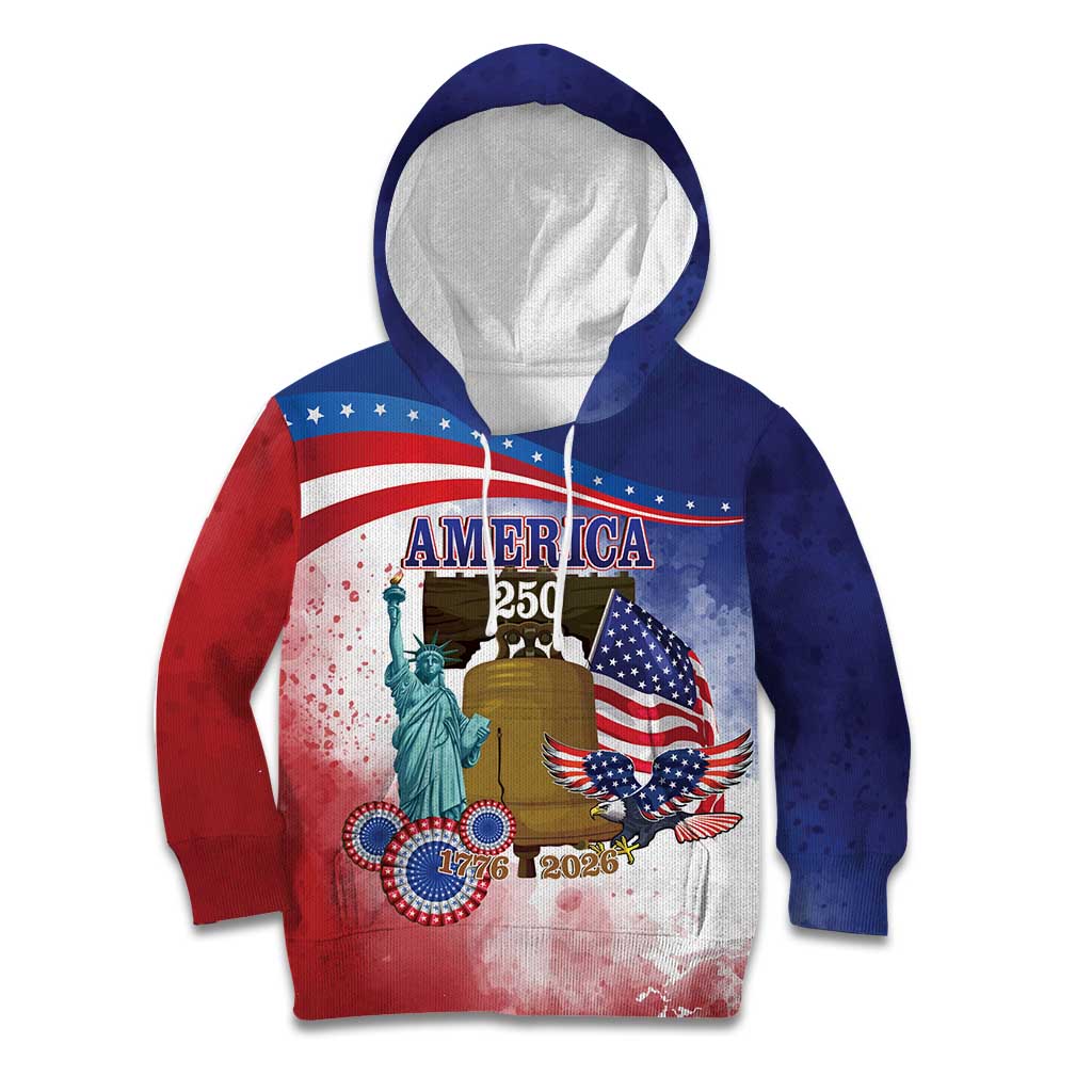 United States 4th Of July Kid Hoodie 250th Anniversary Liberty Bell - Wonder Print Shop